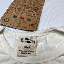 Load image into Gallery viewer, unisex Milk &amp; Masuki, cream organic cotton tee / top, NEW, size 2,  