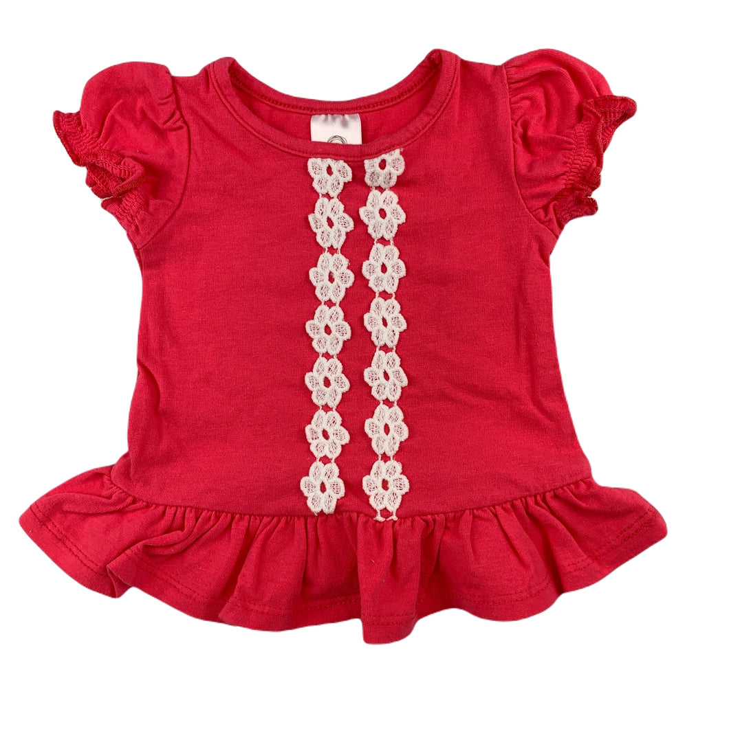 Target pink soft stretchy t-shirt / top, flowers, size 000, Pre-loved