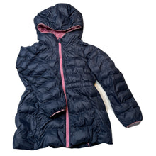 Load image into Gallery viewer, Girls Uniqlo, navy hooded jacket / coat, L: 49cm, GUC, size 6,  