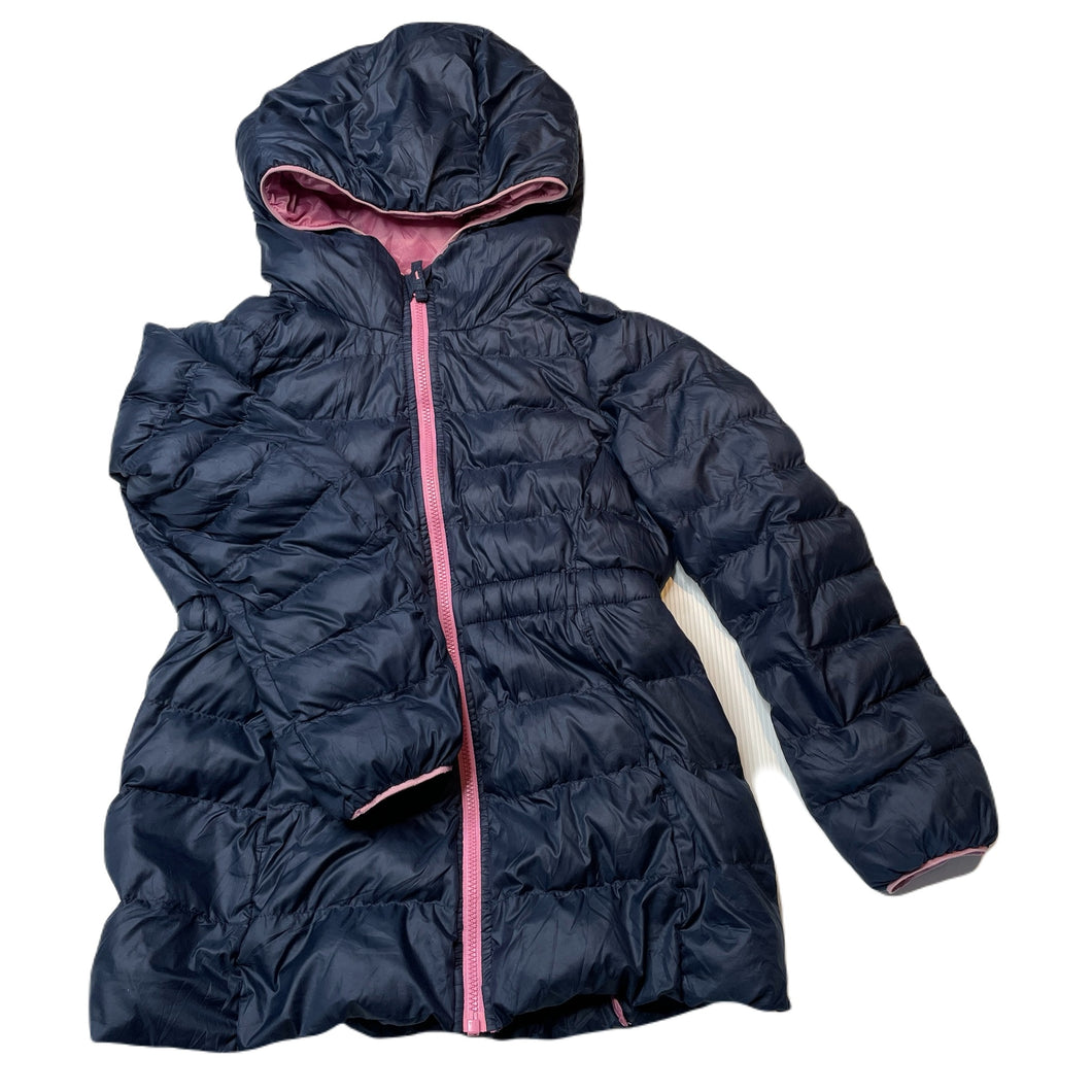 Girls Uniqlo, navy hooded jacket / coat, L: 49cm, GUC, size 6,  