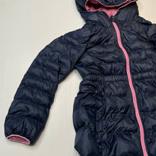 Load image into Gallery viewer, Girls Uniqlo, navy hooded jacket / coat, L: 49cm, GUC, size 6,  