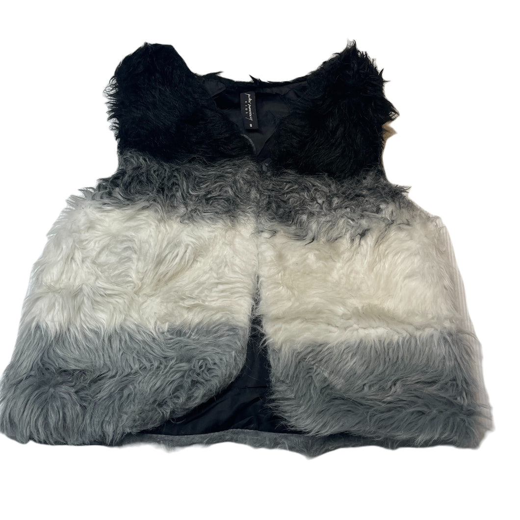 Girls Peter Morrissey, black, white & grey faux fur vest, GUC, size 8,  