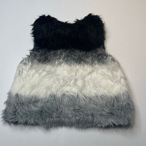 Girls Peter Morrissey, black, white & grey faux fur vest, GUC, size 8,  