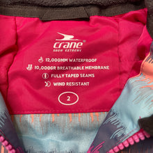 Load image into Gallery viewer, Girls Crane, Snow Extreme colourful ski jacket, EUC, size 2,  