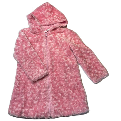 Girls Barbie, zip up faux fur jacket / coat, L: 57cm, GUC, size 6,  