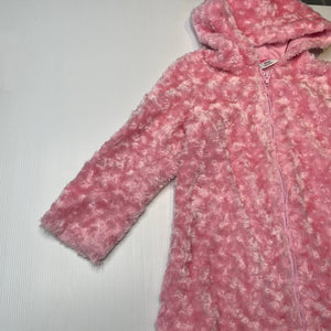 Girls Barbie, zip up faux fur jacket / coat, L: 57cm, GUC, size 6,  