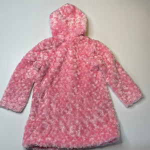 Girls Barbie, zip up faux fur jacket / coat, L: 57cm, GUC, size 6,  