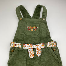 Load image into Gallery viewer, Girls embroidered, stretch corduroy overalls / dungarees, Inside leg: 39cm, GUC, size 6,  