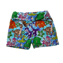 Load image into Gallery viewer, unisex colourful, handmade shorts, elasticasted, dinosaurs, EUC, size 00-0,  