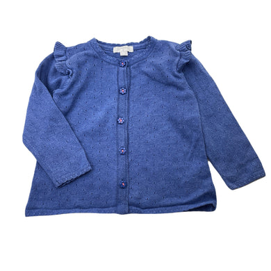 Girls purebaby, organic cotton knit cardigan, wash fade & light marks, FUC, size 2,  