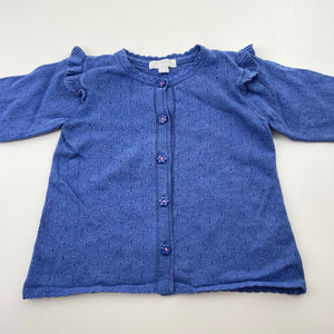 Girls purebaby, organic cotton knit cardigan, wash fade & light marks, FUC, size 2,  