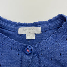 Load image into Gallery viewer, Girls purebaby, organic cotton knit cardigan, wash fade &amp; light marks, FUC, size 2,  