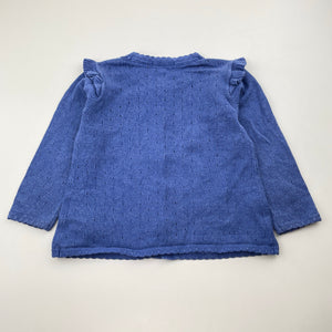 Girls purebaby, organic cotton knit cardigan, wash fade & light marks, FUC, size 2,  
