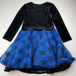 Girls BONNIE JEAN, black & blue long sleeve party dress, EUC, size 6, L: 64cm