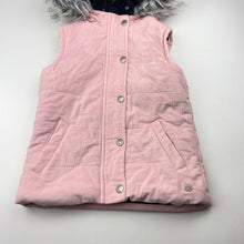 Load image into Gallery viewer, Girls Tutus &amp; Tambourines, wadded corduroy hooded vest/jacket, EUC, size 5,  