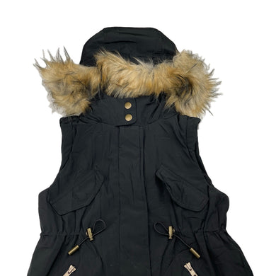 Girls Witchery, cotton lined vest / sleeveless jacket, faux fur trim, EUC, size 6,  