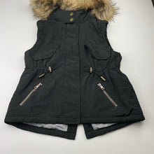 Load image into Gallery viewer, Girls Witchery, cotton lined vest / sleeveless jacket, faux fur trim, EUC, size 6,  
