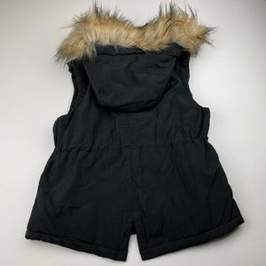 Girls Witchery, cotton lined vest / sleeveless jacket, faux fur trim, EUC, size 6,  