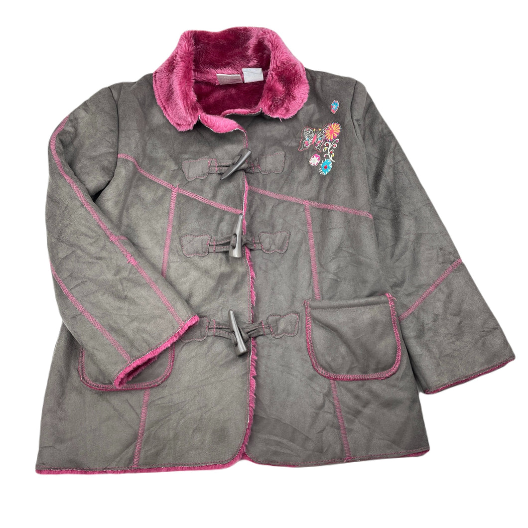 Girls Top Girl, vintage embroidered faux suede jacket / coat, L: 46cm, GUC, size 5,  