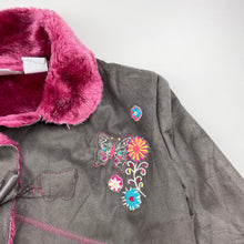 Load image into Gallery viewer, Girls Top Girl, vintage embroidered faux suede jacket / coat, L: 46cm, GUC, size 5,  