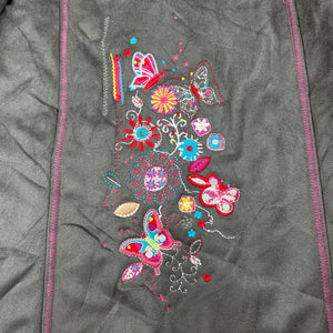 Girls Top Girl, vintage embroidered faux suede jacket / coat, L: 46cm, GUC, size 5,  