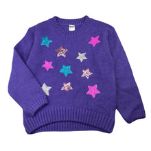 Load image into Gallery viewer, Girls Anko, purple knit sweater / jumper, sequin stars, EUC, size 6,  