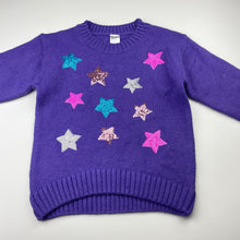 Load image into Gallery viewer, Girls Anko, purple knit sweater / jumper, sequin stars, EUC, size 6,  