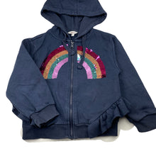 Load image into Gallery viewer, Girls Milkshake, fleece lined zip hoodie sweater, sequin rainbow, GUC, size 6,  