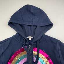 Load image into Gallery viewer, Girls Milkshake, fleece lined zip hoodie sweater, sequin rainbow, GUC, size 6,  