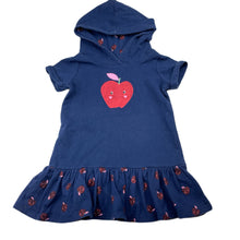 Load image into Gallery viewer, Girls Target, cotton hooded casual dress, apples, FUC, size 2, L: 41cm