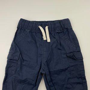 Boys Baby Berry, navy cotton cargo pants, elasticated, EUC, size 0,  