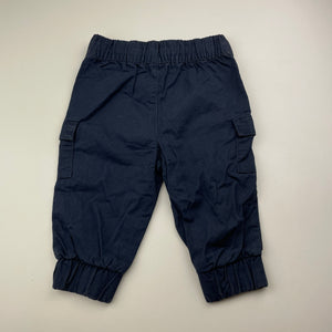 Boys Baby Berry, navy cotton cargo pants, elasticated, EUC, size 0,  