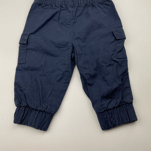 Boys Baby Berry, navy cotton cargo pants, elasticated, EUC, size 0,  
