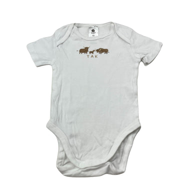 Unisex Dymples, organic cotton bodysuit / romper, yak, EUC, size 00,  