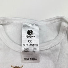 Load image into Gallery viewer, Unisex Dymples, organic cotton bodysuit / romper, yak, EUC, size 00,  