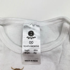 Unisex Dymples, organic cotton bodysuit / romper, yak, EUC, size 00,  
