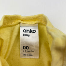Load image into Gallery viewer, Unisex Anko, yellow cotton tee / top, sun, GUC, size 00,  