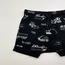 Load image into Gallery viewer, Boys Baby Berry, lightweight cotton shorts, elasticated, diggers, EUC, size 0,  