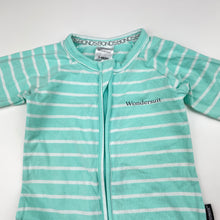 Load image into Gallery viewer, Unisex Bonds, striped zip wondersuit / zippy / romper, EUC, size 00,  