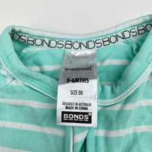 Load image into Gallery viewer, Unisex Bonds, striped zip wondersuit / zippy / romper, EUC, size 00,  