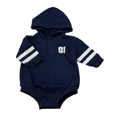 Boys Dymples, fleece lined hoodie sweater romper, GUC, size 0,  