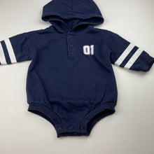 Load image into Gallery viewer, Boys Dymples, fleece lined hoodie sweater romper, GUC, size 0,  