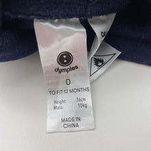 Load image into Gallery viewer, Boys Dymples, fleece lined hoodie sweater romper, GUC, size 0,  