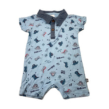 Load image into Gallery viewer, Boys Ollies Place, blue cotton romper, dinosaurs, EUC, size 00,  
