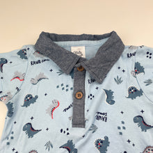 Load image into Gallery viewer, Boys Ollies Place, blue cotton romper, dinosaurs, EUC, size 00,  