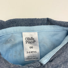 Load image into Gallery viewer, Boys Ollies Place, blue cotton romper, dinosaurs, EUC, size 00,  