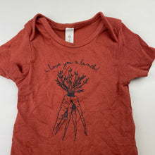 Load image into Gallery viewer, Unisex Dymples, organic cotton bodysuit / romper, carrots, EUC, size 0,  