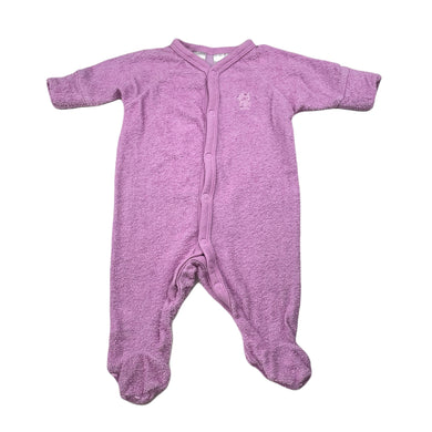 Unisex Dymples, purple terry coverall / romper, GUC, size 0000,  