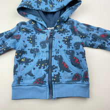 Load image into Gallery viewer, Boys Tiny Little Wonders, fleece lined zip hoodie sweater, dinosaurs, EUC, size 000,  