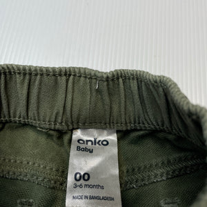 Boys Anko, khaki casual shorts, elasticated, GUC, size 00,  